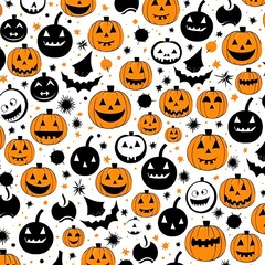 Fototapeta premium Orange black Halloween animation pattern white background