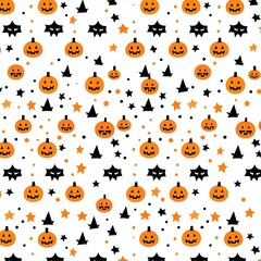 Orange black Halloween animation pattern white background