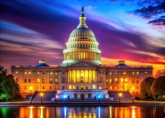 Fototapeta premium Night Capitol Building Washington DC, Stunning Architecture