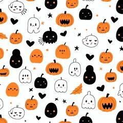 Orange black Halloween animation pattern white background