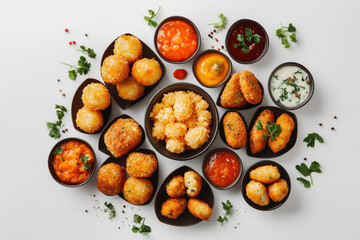 A delicious spread of crispy bites and flavorful dips. Perfect for sharing!