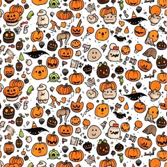 Fototapeta premium Orange black Halloween animation pattern white background