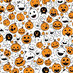 Orange black Halloween animation pattern white background