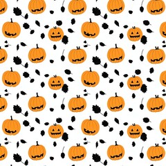 Obraz premium Orange black Halloween animation pattern white background
