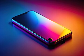 Sleek phone silhouette, close-up, minimalist AI art.