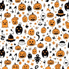 Orange black Halloween animation pattern white background