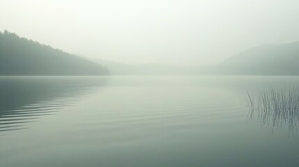 Fototapeta premium Serene Muted Color Palette with Smooth Transitions in a Calm Lake Landscape