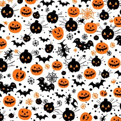 Orange black Halloween animation pattern white background