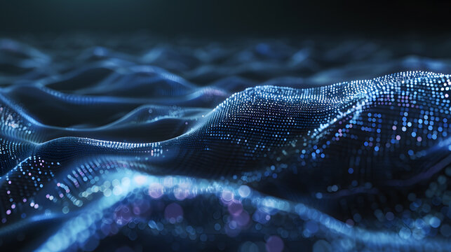 Smooth flowing stream of binary code weaving through