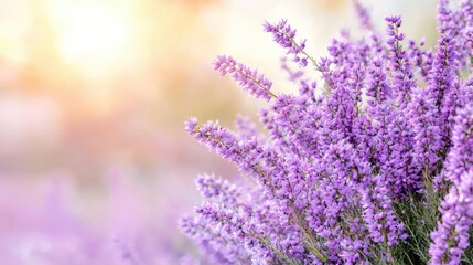Fototapeta premium Lavender field sunset; nature tranquility