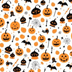 Orange black Halloween animation pattern white background