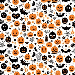 Orange black Halloween animation pattern white background
