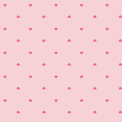 Simple hearts seamless vector pattern. Flat design endless chaotic texture made of tiny heart silhouettes.
