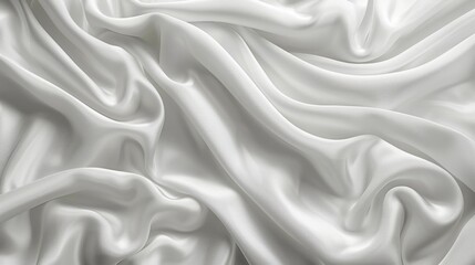 Fototapeta premium Closeup of Rippled White Silk Fabric Texture Background