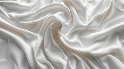 Obraz premium Close-up of Rippled White Satin Fabric Texture