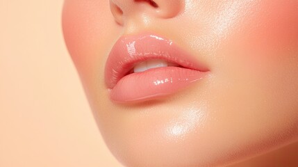 soft peach blush complemented by clear lip gloss and delicate strokes of white eyeliner for fresh look