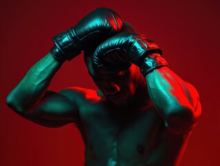Boxer Training Gym Digital Art Fauvist Style Close-Up Vibrant Colors