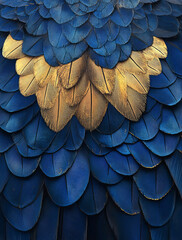 Fototapeta premium A close-up of an eagle's head, its feathers intricately detailed in shades of blue and gold, 