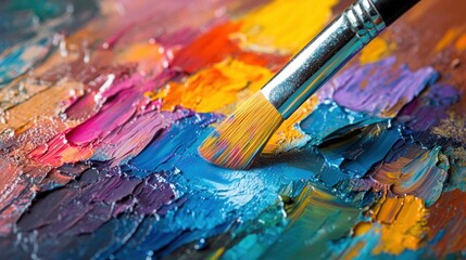 Obraz premium Creative expression through vibrant colors on a digital palette in an artistic workspace