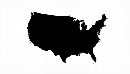 Silhouette of USA Map on White Background, concept of identity