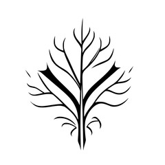 Abstract Leaf Illustration: Black and White Botanical Line Art Print, Minimalist Nature Design