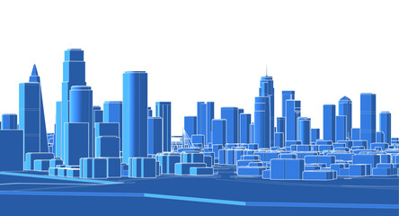 Naklejka premium modern city panorama 3d illustration