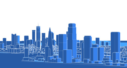 Obraz premium modern city panorama 3d illustration