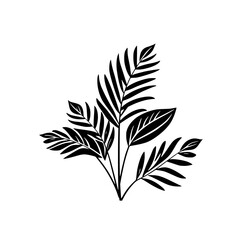 Monochrome Botanical Illustration: Elegant Palm Leaves Silhouette.  A simple, stylish graphic design featuring black palm leaves on a white background, perfect for minimalist decor or branding.