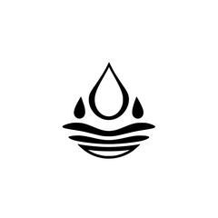 Water Drop and Waves: An Abstract Nature Symbol.  A minimalist design representing purity, hydration, and environmental conservation.