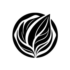 Monochrome Botanical Leaf Circle: Nature-Inspired Minimalist Design. Perfect for logos, prints, and branding.  A simple, elegant symbol of growth and nature.