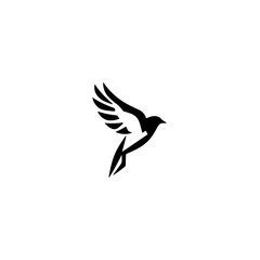 Elegant Bird in Flight: Minimalist Black and White Bird Silhouette Design