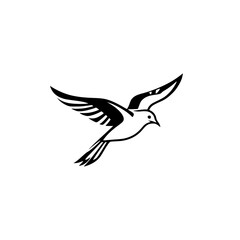 Majestic Bird in Flight: A Black and White Vector Graphic of a Dove Taking Flight, Symbolizing Peace, Freedom, and Hope.