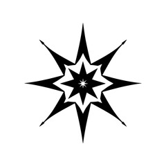 Geometric Star: Black and White Abstract Design - Minimalist Vector Graphic