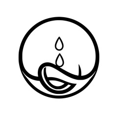 Water Drop Wave Circle: An Abstract Eco-Friendly Nature Symbol.  Perfect for environmental conservation logos and designs. Clean, pure, and fluid graphic element.
