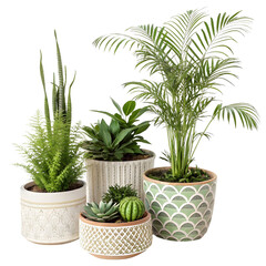 Decorative indoor plants arranged in stylish pots enhancing home decor in a bright living space