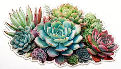 Fototapeta premium Vibrant Watercolor Succulent Cluster