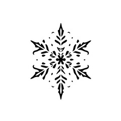 Elegant Black and White Snowflake Design: Geometric Winter Pattern, Holiday Symbol, Nature-Inspired Graphic