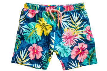 Swim Trunks With Vibrant Tropical Pattern Designed for Beach Activities in Warm Weather