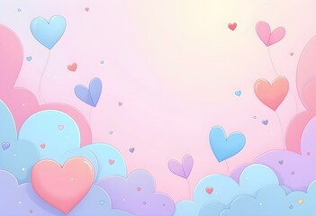 Kawaii pastel heart background Cute and dreamy design