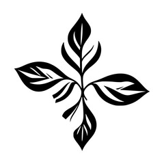 Obraz premium Elegant Black and White Floral Design: Minimalist Botanical Leaf Pattern, Nature-Inspired Graphic Art