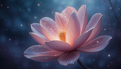 Fototapeta premium A vibrant lotus flower in full bloom, showcasing its delicate petals and serene beauty against a tranquil background. 