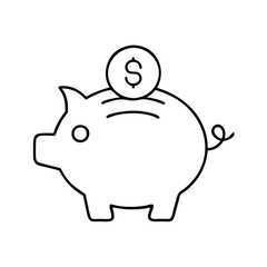 Obraz premium Piggy bank with coin on top