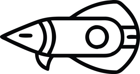Simple cartoon rocket, black and white line drawing, minimalist design, spaceship outline, child-like sketch, retro space illustration, basic geometric shapes, cute spacecraft doodle, elementary art s
