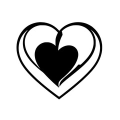 Abstract Heart: A Symbol of Love, Passion, and Romance.  A minimalist black and white vector graphic design perfect for Valentine's Day or romantic projects.