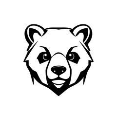 Adorable Panda Bear Cub Face: Black and White Minimalist Vector Illustration