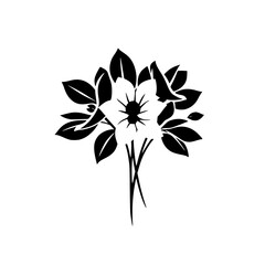Elegant Black and White Floral Silhouette: A Minimalist Botanical Illustration