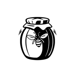 Honey Jar with Bee: A Sweet and Delicious Nature Illustration