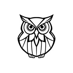 Geometric Owl: Black and White Vector Illustration, Perfect for Logo or Design