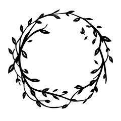 Elegant Floral Wreath: Black and White Botanical Frame, Perfect for Invitations, Cards, and Logos © MatandSterre