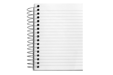 The isolated spiral paper notebook